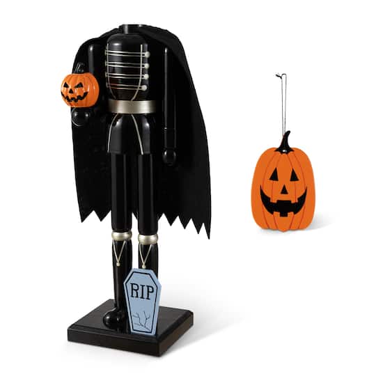 Glitzhome® 14.5" Halloween Wood Headless Horseman with Ornament Nutcracker